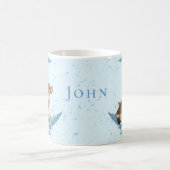 ああ、鹿の美しいバンビブルーフラワークラウドダスト コーヒーマグカップ (中央)