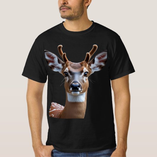 ああ、鹿：おもしろい驚いた鹿グラフィック Tシャツ (正面)