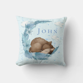 ああ、鹿&ブルークラウドダスト男の赤ちゃん子供部屋 クッション