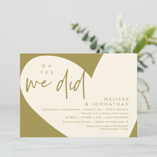 ああyes我々は、ウェディングモダンレセプションディナー 招待状 (スタンド正面)