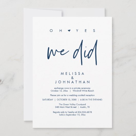 ああyes我々は、結婚式のレセプションディナー踊り 招待状 (正面)