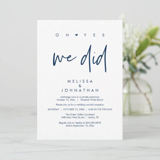 ああyes我々は、結婚式のレセプションディナー踊り 招待状 (スタンド正面)