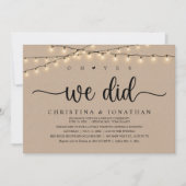 ああYes、我々は、素朴のディナー結婚ーの駆け落ち 招待状 (正面)