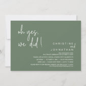 ああYes、我々は、結婚の駆け落ち、セージ・グリーン 招待状 (正面)