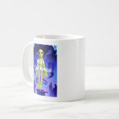 あいさつする宇宙人の柄 コーヒーマグカップ (正面左)