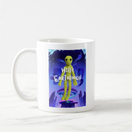 あいさつする宇宙人の柄 コーヒーマグカップ