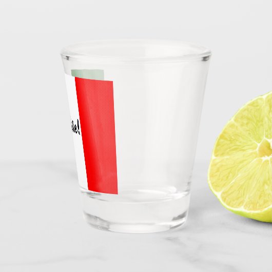 あいさつイタリアンつメッセージ赤白グリーン付きフラグ ショットグラス (右)