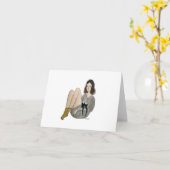 あいさつカードを持つ女の子 カード (黄色い花)