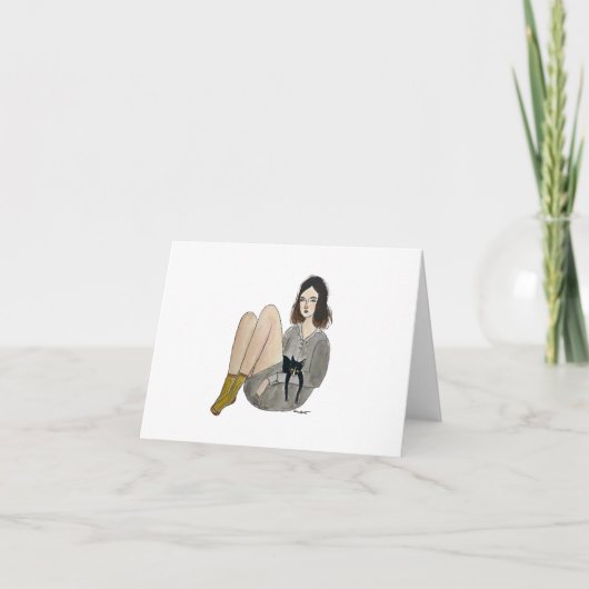 あいさつカードを持つ女の子 カード (正面)