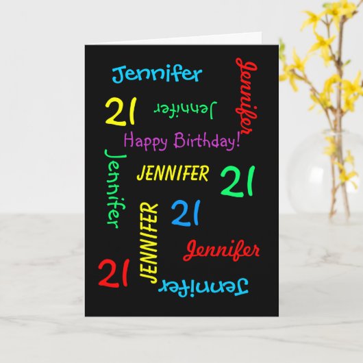 あいさつパーソナライズされたきカード任意の名前、年齢、大事な行事 カード (黄色い花)