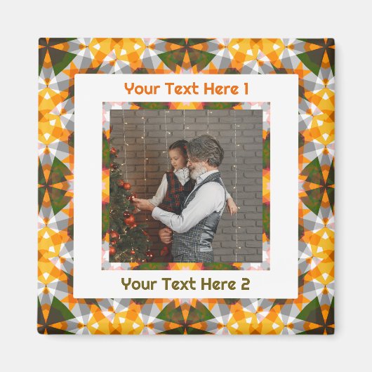 あいさつパーソナライズされたつ写真オレンジのお父さんの日 マグネット (正面)