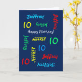 あいさつパーソナライズされたカード10番誕生日、青 カード (黄色い花)