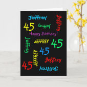 あいさつパーソナライズされたカード45番誕生日、黒 カード (黄色い花)