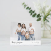 あいさつモダン文、メリークリスマス家族の写真Pos ポストカード (スタンド正面)