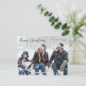 あいさつモダン、メリークリスマスファミリーフォトポスト ポストカード (スタンド正面)