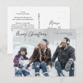 あいさつモダン、メリークリスマスファミリーフォトポスト ポストカード (正面/裏面)