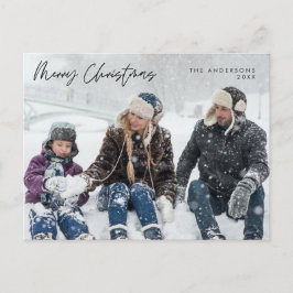 あいさつモダン、メリークリスマスファミリーフォトポスト ポストカード