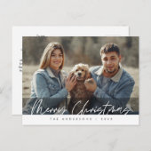 あいさつモダン、メリークリスマスファミリーフォトポスト ポストカード (正面/裏面)