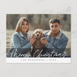 あいさつモダン、メリークリスマスファミリーフォトポスト ポストカード
