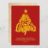 あいさつ企業の文のエレガント金ゴールド・スクリプト業務 シーズンカード (正面/裏面)