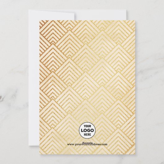 あいさつ企業の文のエレガント金ゴールド・スクリプト業務 シーズンカード (裏面)