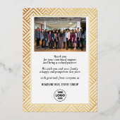 あいさつ企業の文のエレガント金ゴールド・スクリプト業務 箔シーズンカード (裏面)