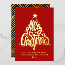 あいさつ企業の文のエレガント金ゴールド・スクリプト業務 箔シーズンカード