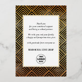 あいさつ企業の文のエレガント金ゴールド・スクリプト業務 箔シーズンカード (裏面)