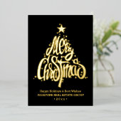 あいさつ企業の文のエレガント金ゴールド・スクリプト業務 箔シーズンカード (立ち正面)