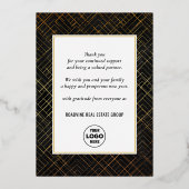 あいさつ企業の文のエレガント金ゴールド・スクリプト業務 箔シーズンカード (裏面)