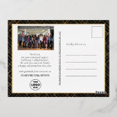 あいさつ企業の文のエレガント金ゴールド・スクリプト業務 箔シーズンポストカード (裏面)