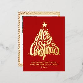 あいさつ企業の文のエレガント金ゴールド・スクリプト業務 箔シーズンポストカード