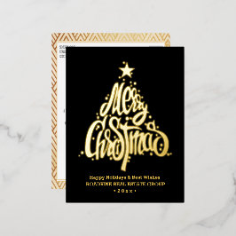 あいさつ企業の文のエレガント金ゴールド・スクリプト業務 箔シーズンポストカード