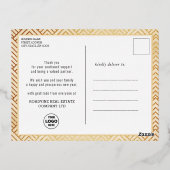 あいさつ企業の文のエレガント金ゴールド・スクリプト業務 箔シーズンポストカード (裏面)