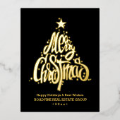 あいさつ企業の文のエレガント金ゴールド・スクリプト業務 箔シーズンポストカード (正面)