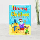あいさつ文の追加文字サンタビーチ写真クリスマス カード (正面)