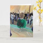 あいさつ空白のきカード踊り結婚ズ・ガール絵画ズ カード (黄色い花)