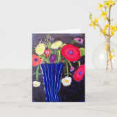 あいさつ空白のきカード – 花瓶の花 カード (黄色い花)