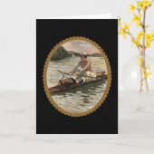 あいさつ空白の。ヴィンテージアート女性のルーワーオン カード (黄色い花)