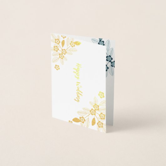 あいさつ結婚カードの花エレガント柄 箔カード (正面)