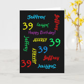 あいさパーソナライズされたいカード39誕生日、黒 カード (黄色い花)