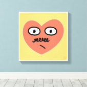 あいまいな感情ハート – 口ひげ付き キャンバスプリント (インサイチュ (ウッドフロア))