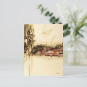 あいまいな抽象芸術ランドスケープ絵画アート ポストカード (スタンド正面)