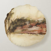 あいまいな抽象芸術ランドスケープ絵画アート ラウンドクッション (裏面)