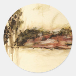 あいまいな抽象芸術ランドスケープ絵画アート ラウンドシール