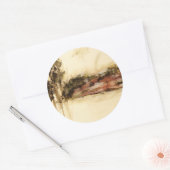 あいまいな抽象芸術ランドスケープ絵画アート ラウンドシール (封筒)