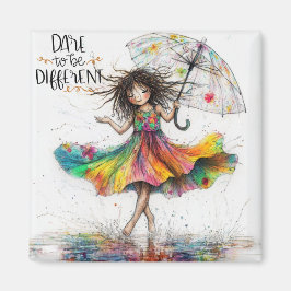 あえて予測できな磁石になる傘の女の子 マグネット