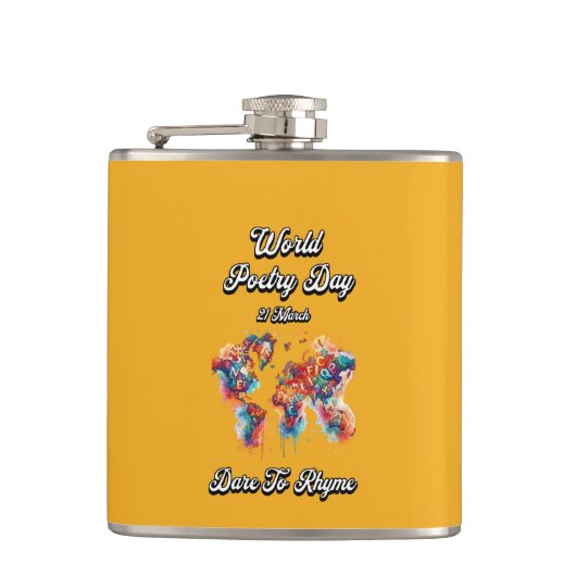 あえて韻を踏みなさい。世界詩の日 フラスク (正面)