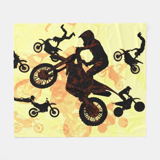 あえて飛ぶ – Motocross Stunts フリースブランケット (正面(横))