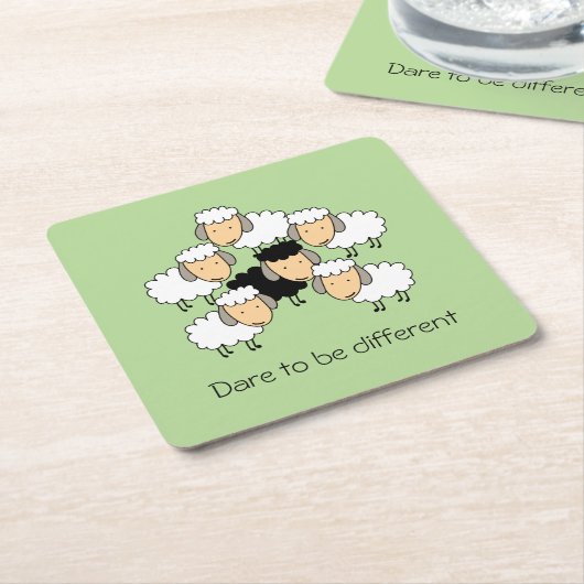 あえて黒違う羊になる スクエアペーパーコースター (アングル)